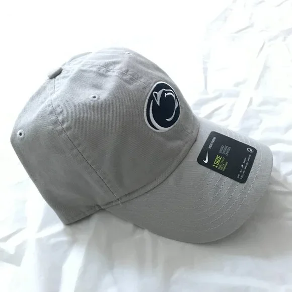 NEW Nike Heritage 86 Cotton Cap Penn State Lion Head Logo Adjustable Gray Hat - Picture 2 of 11
